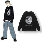 Lion Print Pullover Black - One Size