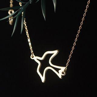 925 Sterling Silver Bird Pendant Choker S925 Silver Choker - One Size