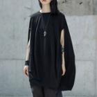 Cape-sleeve Plain T-shirt Black - One Size