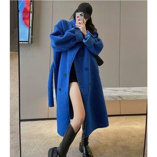 Double-breasted Long Wool Coat With Belt