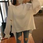 Plain Ripped Pullover White - One Size