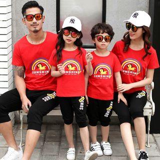 Family Matching Set: Printed Short-sleeve T-shirt + Capri Pants