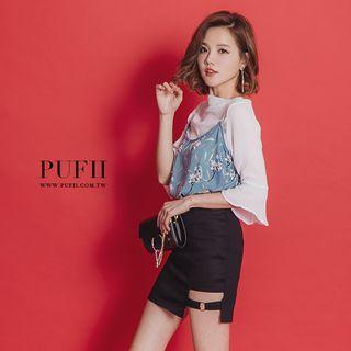Set: Chiffon Tank Top + Bell Sleeve Top