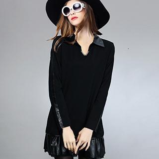 Long-sleeve Collared Top