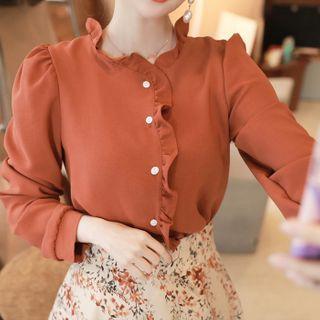Puff-sleeve Frill-detail Blouse