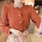 Puff-sleeve Frill-detail Blouse