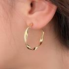 Twisted Alloy Open Hoop Earring Set Of 3 Pairs - Silver Stud - Gold - One Size