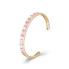 Fashion Plated Champagne Gold Open Bangle With Pink Cubic Zirconia Champagne - One Size