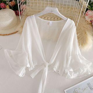 Trumpet-sleeved Chiffon Light Coat
