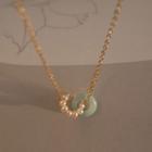 Freshwater Pearl Faux Gemstone Pendant Alloy Necklace Gold - One Size