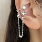 Butterfly Chained Ear Cuff 1 Pc - Right Ear - Silver - One Size