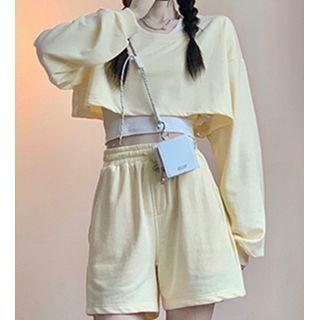 Long-sleeve Cropped Top / Shorts / Camisole Top / Set