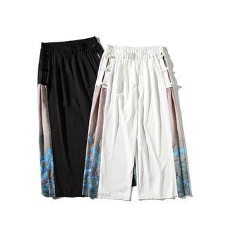 Printed Panel Wide Leg Pants