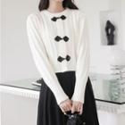 Frog-buttoned Cardigan White - One Size