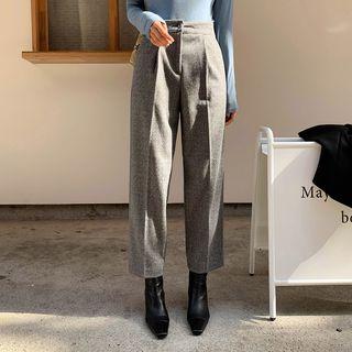 Houndstooth Flannel Wide-leg Pants