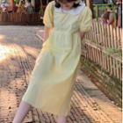 Peter-pan Collar Puff-sleeve Dress As Shown In Figure - One Size