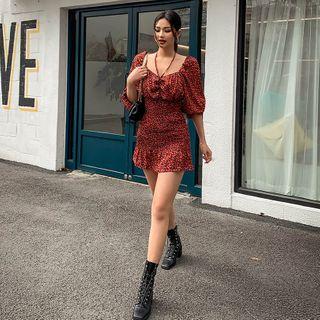 Halter-neck Smocked Floral Minidress
