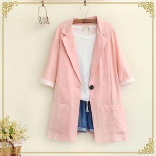 Elbow-sleeve Single Button Blazer