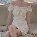 Puff-sleeve Off-shoulder Mini Sheath Dress / Top
