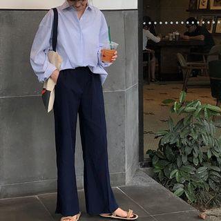 Striped Shirt / Wide-leg Pants