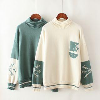 Turtleneck Cartoon Print Sweater
