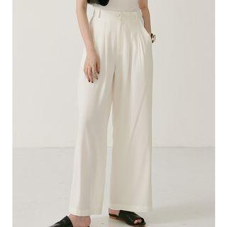 High-waist Wide-leg Pants White - One Size