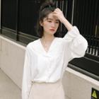 Flared-cuff Blouse Off-white - One Size