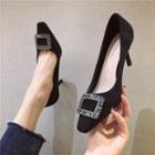 Square Buckled High-heel Pumps