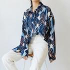 Long-sleeve Pattern Printed Chiffon Shirt As Shown In Figure - One Size