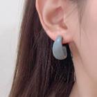 Wooden Open Hoop Earring 1 Pair - Al0256 - C-shape - Grayish Blue - One Size