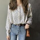 Polka Dot V-neck Blouse Almond - One Size