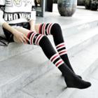 Striped Over-the-knee Hidden Wedge Boots