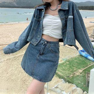 Long-sleeve Denim Jacket / Denim Skirt