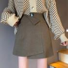 Asymmetric Plain Woolen Skirt