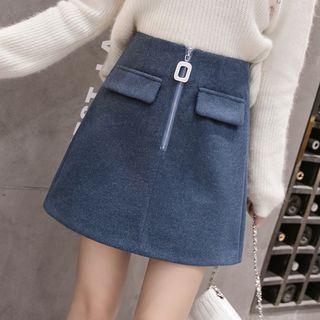 Pocket Zip A-line Skirt
