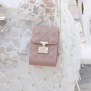 Buckled Quilted Faux Leather Crossbody Pouch