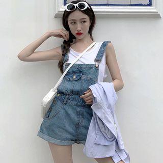 Denim Jumper Shorts As Shown In Figure - One Size
