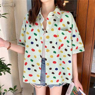 Color-block Loose-fit Short-sleeve Shirt