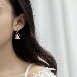 925 Sterling Silver Triangle Dangle Earring 1 Pair - Pink - One Size