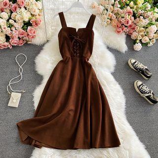 Lace-up Corduroy Jumper Dress