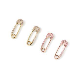 Rhinestone Alloy Safety Pin Earring