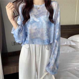 Tie-dye Long-sleeve Mesh Top
