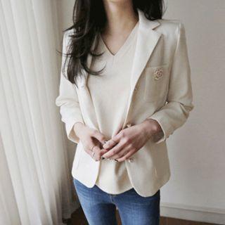 Faux-pearl Buttoned Jacket