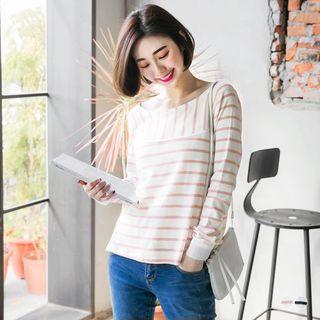 Paneled Striped Sweatshirt