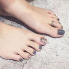 Glitter Faux Toe Nail Tips J95 - Dark Silver - One Size