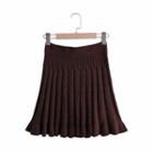 Pleated Knit Mini A-line Skirt Dark Brown - One Size
