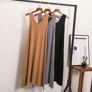 Tie Back Sleeveless Midi Knit Dress