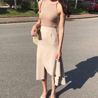 Plain Camisole Top / Asymmetric Midi Skirt