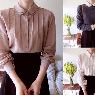 Layered-collar Seam-detail Blouse