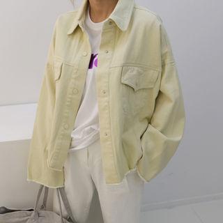 Fray-edge Wide-sleeve Trucker Jacket